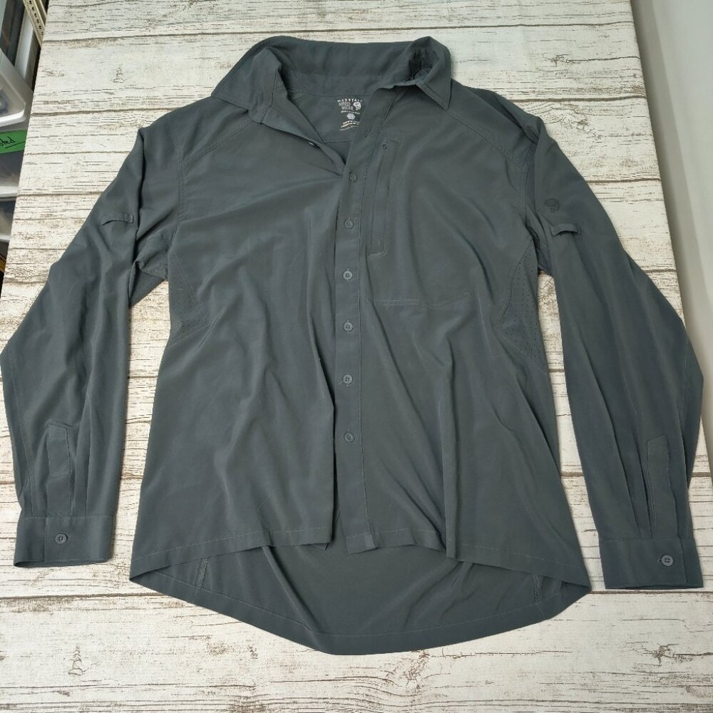 Mountain Hardwear Gray Long Sleeve Casual Shirt Hiking Fishing Men Size Large
